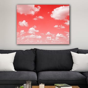 Lerretsbilde 70x100 cm - Dramatisk himmel med hvite skyer mot en rødlig bakgrunn - Rød / Hvit - Interiør - Maleri & posters - Lerretsbilder