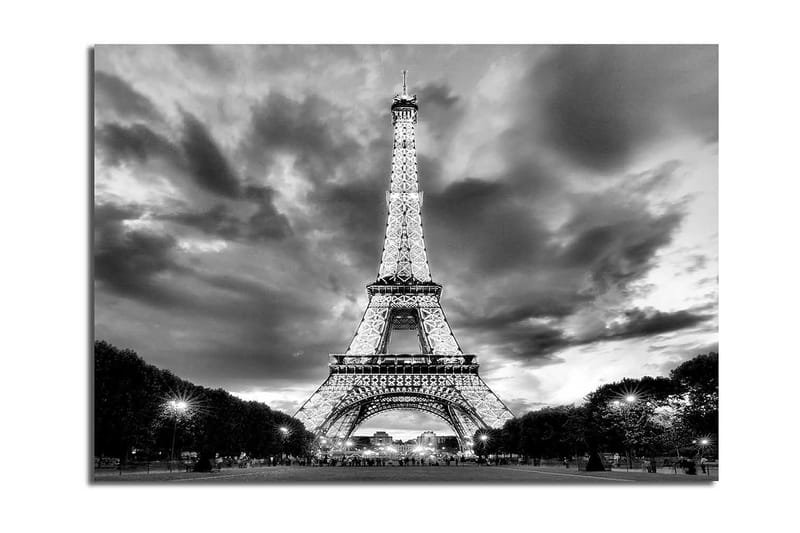 Lerretsbilde 70x100 cm - Eiffeltårnet i en dramatisk svart-hvitt-komposisjon - Svart / Hvit / Grå - Interiør - Maleri & posters - Lerretsbilder