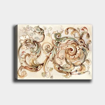 Lerretsbilde 70x100 cm - Elegant og detaljert ornamentikk med virvlende former og blomsterelementer - Grønn / Beige / Brun - Interiør - Maleri & posters - Lerretsbilder