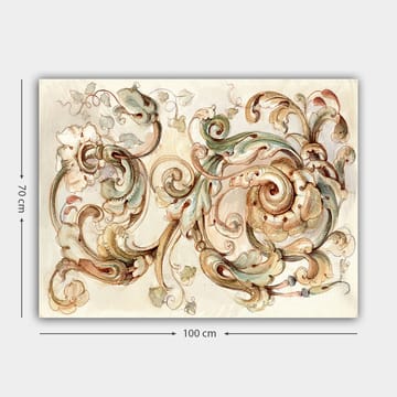 Lerretsbilde 70x100 cm - Elegant og detaljert ornamentikk med virvlende former og blomsterelementer - Grønn / Beige / Brun - Interiør - Maleri & posters - Lerretsbilder