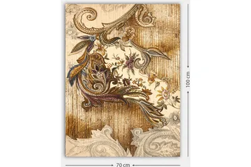 Lerretsbilde 70x100 cm - Elegant og detaljert planteinspirert dekorasjon med buede former og blomstermønstre - Gull / Brun / Beige - Interiør - Maleri & posters - Lerretsbilder