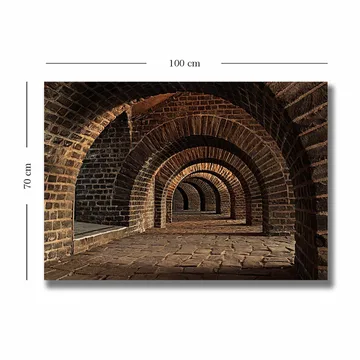 Lerretsbilde 70x100 cm - En serie buer i en gammel steinstruktur som skaper en følelse av dybde og perspektiv - Mørk brun / Grå / Beige - Interiør - Maleri & posters - Lerretsbilder