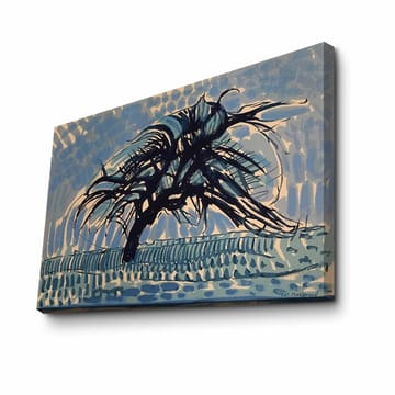 Lerretsbilde 70x100 cm - Et vindrammet tre mot en blå himmel - Blå / Svart / Beige - Interiør - Maleri & posters - Lerretsbilder