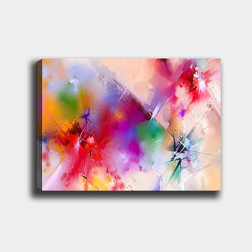 Lerretsbilde 70x100 cm - Fargerik abstrakt komposisjon med dynamiske former og livlige farger - Rød / Lilla / Grønn - Interiør - Maleri & posters - Lerretsbilder