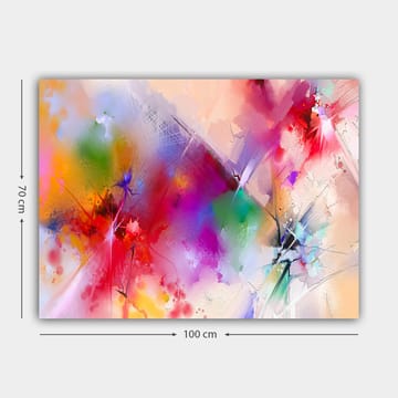 Lerretsbilde 70x100 cm - Fargerik abstrakt komposisjon med dynamiske former og livlige farger - Rød / Lilla / Grønn - Interiør - Maleri & posters - Lerretsbilder