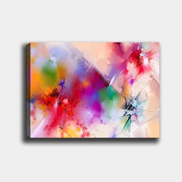 Lerretsbilde 70x100 cm - Fargerik abstrakt komposisjon med dynamiske former og livlige farger - Rød / Lilla / Grønn - Interiør - Maleri & posters - Lerretsbilder