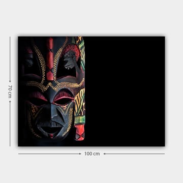 Lerretsbilde 70x100 cm - Fargerik afrikansk maske med detaljerte mønstre og uttrykksfulle trekk - Svart / Rød / Grønn - Interiør - Maleri & posters - Lerretsbilder