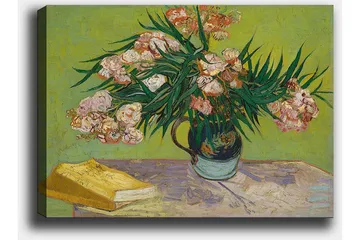 Lerretsbilde 70x100 cm - Fargerik blomsterbukett i en vase på et bord - Grønn / Rosa / Gul - Interiør - Maleri & posters - Lerretsbilder