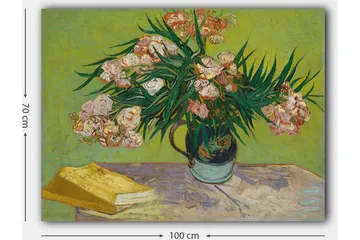 Lerretsbilde 70x100 cm - Fargerik blomsterbukett i en vase på et bord - Grønn / Rosa / Gul - Interiør - Maleri & posters - Lerretsbilder