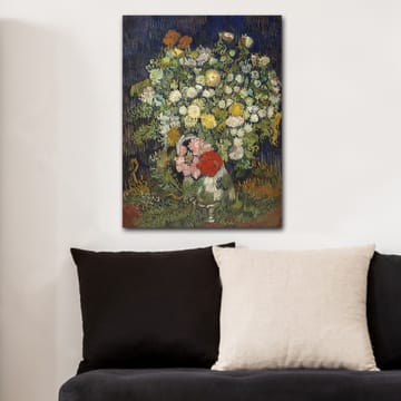 Lerretsbilde 70x100 cm - Fargerik blomsterbukett i vase - Grønn / Gul / Rød - Interiør - Maleri & posters - Lerretsbilder
