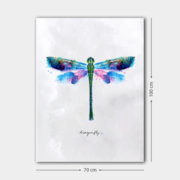 Lerretsbilde 70x100 cm - Fargerik og stilisert avbildning av en øyenstikker - Grønn / Blå / Rosa - Interiør - Maleri & posters - Lerretsbilder