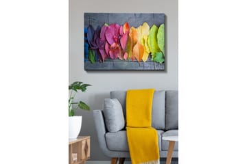Lerretsbilde 70x100 cm - Fargerik samling av høstblader i forskjellige nyanser som viser naturens skjønnhet - Rød / Gul / Grønn - Interiør - Maleri & posters - Lerretsbilder