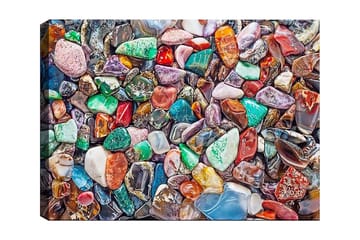 Lerretsbilde 70x100 cm - Fargerik samling av slipte steiner og edelstener - Grønn / Rød / Lilla - Interiør - Maleri & posters - Lerretsbilder