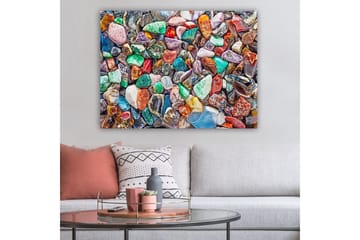 Lerretsbilde 70x100 cm - Fargerik samling av slipte steiner og edelstener - Grønn / Rød / Lilla - Interiør - Maleri & posters - Lerretsbilder