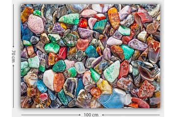 Lerretsbilde 70x100 cm - Fargerik samling av slipte steiner og edelstener - Grønn / Rød / Lilla - Interiør - Maleri & posters - Lerretsbilder