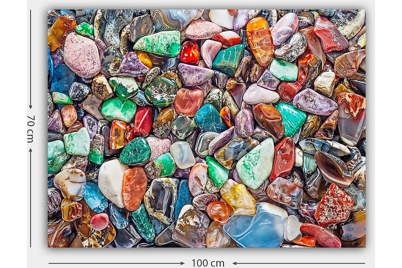 Lerretsbilde 70x100 cm - Fargerik samling av slipte steiner og edelstener - Grønn / Rød / Lilla - Interiør - Maleri & posters - Lerretsbilder
