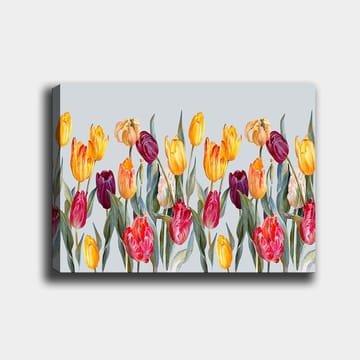 Lerretsbilde 70x100 cm - Fargerik samling av tulipaner i forskjellige nyanser - Gul / Rød / Lilla - Interiør - Maleri & posters - Lerretsbilder