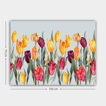 Lerretsbilde 70x100 cm - Fargerik samling av tulipaner i forskjellige nyanser - Gul / Rød / Lilla - Interiør - Maleri & posters - Lerretsbilder