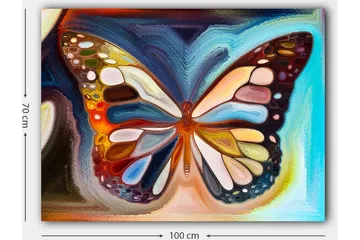 Lerretsbilde 70x100 cm - Fargerik sommerfugl med detaljerte vinger i forskjellige nyanser - Oransje / Blå / Hvit - Interiør - Maleri & posters - Lerretsbilder