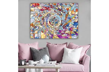 Lerretsbilde 70x100 cm - Fargerik spiral av abstrakte former som skaper en dynamisk bevegelse - Blå / Rød / Gul - Interiør - Maleri & posters - Lerretsbilder
