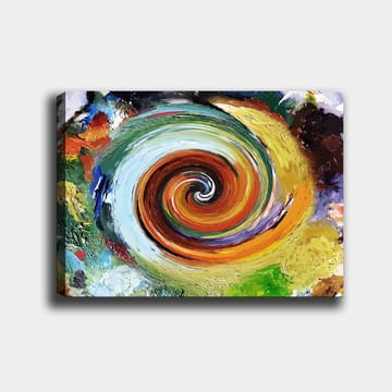 Lerretsbilde 70x100 cm - Fargerik virvel som skaper en følelse av bevegelse og dynamikk - Grønn / Oransje / Rød - Interiør - Maleri & posters - Lerretsbilder
