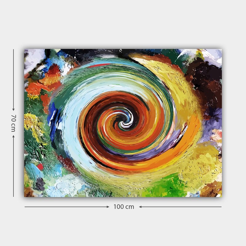 Lerretsbilde 70x100 cm - Fargerik virvel som skaper en følelse av bevegelse og dynamikk - Grønn / Oransje / Rød - Interiør - Maleri & posters - Lerretsbilder