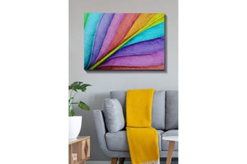 Lerretsbilde 70x100 cm - Fargerike, bølgende blader i forskjellige nyanser som skaper en dynamisk og levende komposisjon - Turkis / Lilla / Grønn - Interiør - Maleri & posters - Lerretsbilder