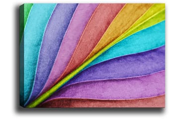 Lerretsbilde 70x100 cm - Fargerike, bølgende blader i forskjellige nyanser som skaper en dynamisk og levende komposisjon - Turkis / Lilla / Grønn - Interiør - Maleri & posters - Lerretsbilder