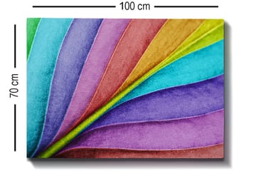 Lerretsbilde 70x100 cm - Fargerike, bølgende blader i forskjellige nyanser som skaper en dynamisk og levende komposisjon - Turkis / Lilla / Grønn - Interiør - Maleri & posters - Lerretsbilder