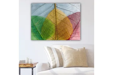 Lerretsbilde 70x100 cm - Fargerike blader i forskjellige nyanser som skaper en harmonisk komposisjon - Grønn / Rød / Gul - Interiør - Maleri & posters - Lerretsbilder