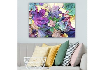 Lerretsbilde 70x100 cm - Fargerike høstblader i en harmonisk komposisjon - Lilla / Grønn / Gul - Interiør - Maleri & posters - Lerretsbilder