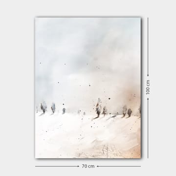Lerretsbilde 70x100 cm - Fredelig vinterlandskap med snødekte trær i det fjerne - Lys blå / Hvit / Beige - Interiør - Maleri & posters - Lerretsbilder