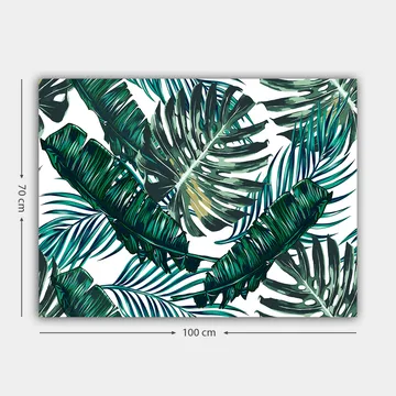 Lerretsbilde 70x100 cm - Frodige palmeblader i en livlig komposisjon - Mørkegrønn / Lysegrønn / Gulgrønn - Interiør - Maleri & posters - Lerretsbilder