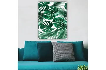 Lerretsbilde 70x100 cm - Frodige palmeblader i forskjellige former og størrelser - Mørkegrønn / Lysegrønn - Interiør - Maleri & posters - Lerretsbilder