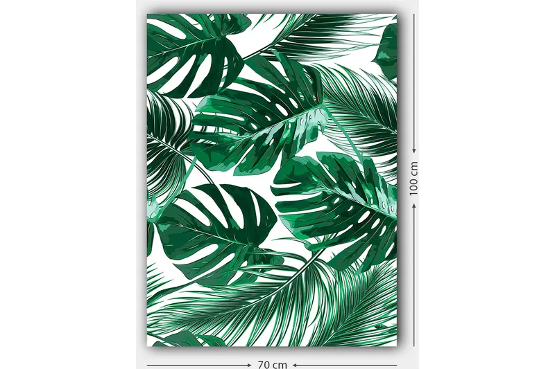 Lerretsbilde 70x100 cm - Frodige palmeblader i forskjellige former og størrelser - Mørkegrønn / Lysegrønn - Interiør - Maleri & posters - Lerretsbilder