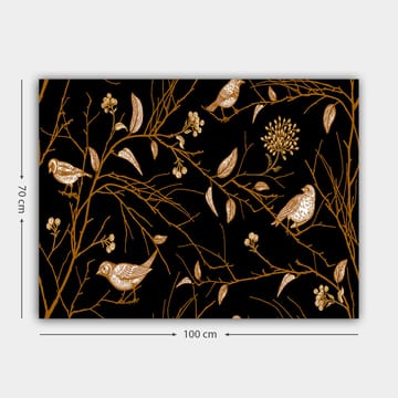 Lerretsbilde 70x100 cm - Fugler og grener i elegant design mot svart bakgrunn - Gull / Svart - Interiør - Maleri & posters - Lerretsbilder