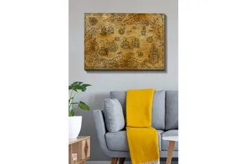 Lerretsbilde 70x100 cm - Gammelt sjøkart med detaljerte illustrasjoner av skip og navigasjonssymboler - Gull / Brun - Interiør - Maleri & posters - Lerretsbilder