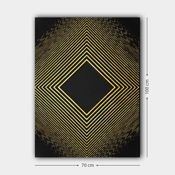 Lerretsbilde 70x100 cm - Geometrisk komposisjon med diagonale linjer som danner en diamant i gull mot svart bakgrunn - Gull / Svart - Interiør - Maleri & posters - Lerretsbilder