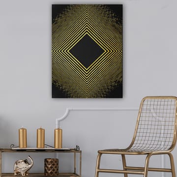 Lerretsbilde 70x100 cm - Geometrisk komposisjon med diagonale linjer som danner en diamant i gull mot svart bakgrunn - Gull / Svart - Interiør - Maleri & posters - Lerretsbilder