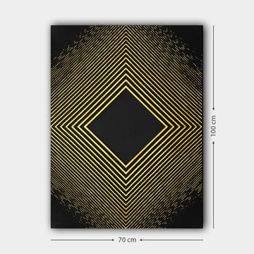 Lerretsbilde 70x100 cm - Geometrisk komposisjon med diagonale linjer som danner en diamant i gull mot svart bakgrunn - Gull / Svart - Interiør - Maleri & posters - Lerretsbilder