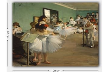 Lerretsbilde 70x100 cm - Gruppe ballerinaer som øver i en dansesal - Hvit / Lys blå / Grønn - Interiør - Maleri & posters - Lerretsbilder
