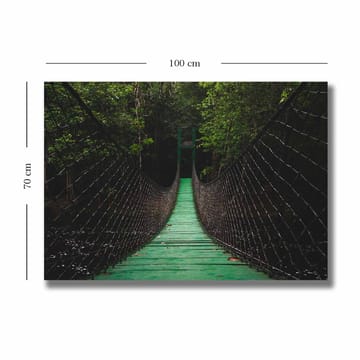 Lerretsbilde 70x100 cm - Hengebro som strekker seg gjennom en frodig skog - Grønn / Svart - Interiør - Maleri & posters - Lerretsbilder