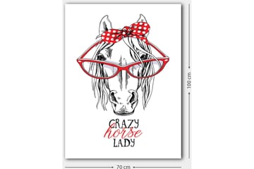 Lerretsbilde 70x100 cm - Humoristisk illustrasjon av et hode med store briller og en rød prikkete sløyfe - Rød / Svart / Hvit - Interiør - Maleri & posters - Lerretsbilder