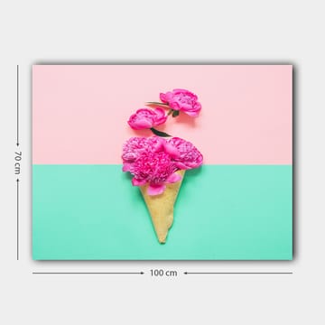 Lerretsbilde 70x100 cm - Iskremkjeks dekorert med rosa blomster - Rosa / Mintgrønn / Beige - Interiør - Maleri & posters - Lerretsbilder