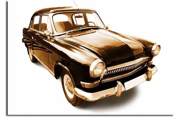 Lerretsbilde 70x100 cm - Klassisk bil i svarte og gulltoner - Svart / Gull - Interiør - Maleri & posters - Lerretsbilder
