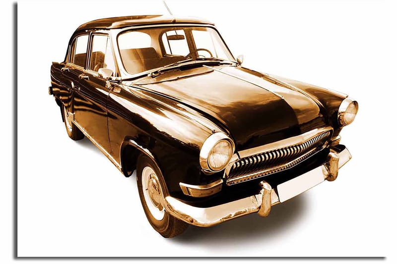 Lerretsbilde 70x100 cm - Klassisk bil i svarte og gulltoner - Svart / Gull - Interiør - Maleri & posters - Lerretsbilder