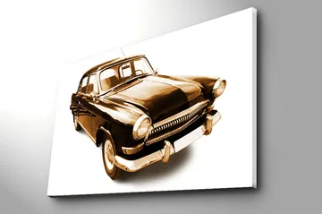 Lerretsbilde 70x100 cm - Klassisk bil i svarte og gulltoner - Svart / Gull - Interiør - Maleri & posters - Lerretsbilder