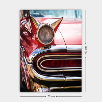 Lerretsbilde 70x100 cm - Klassisk bil med en særegen rød farge og skinnende kromdetaljer - Rød / Krom (sølv) - Interiør - Maleri & posters - Lerretsbilder