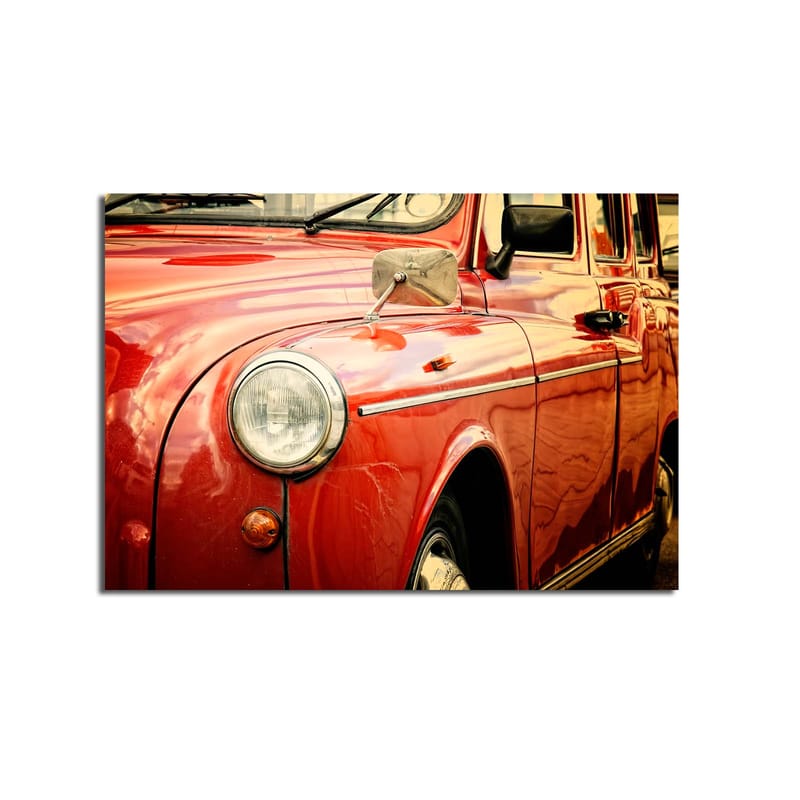 Lerretsbilde 70x100 cm - Klassisk rød bil med kromdetaljer - Rød / Kromgrå - Interiør - Maleri & posters - Lerretsbilder