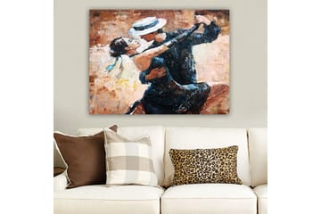 Lerretsbilde 70x100 cm - Lidenskapelig tango mellom en mann og en kvinne - Svart / Beige / Hvit - Interiør - Maleri & posters - Lerretsbilder